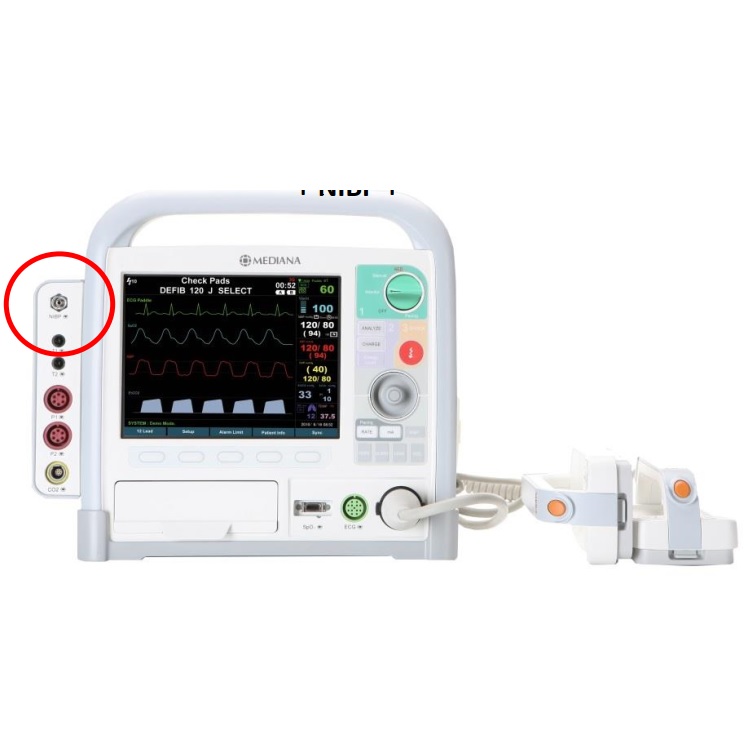 Desfibrilador básico + Sp02 (Nellcore) + NIBP + Temperatura