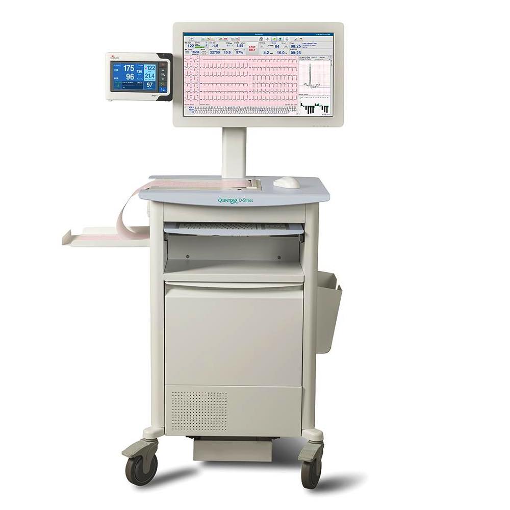 Estacion de prueba de esfuerzo cardiaco (electrocardiografo) mod. Q-Stress con pantalla de 24" a color