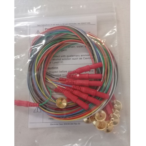 Electrodo copa de oro ROJO para EEG, largo: 152cm, Diam: 10mm, entrada; 2mm Paq. con 10