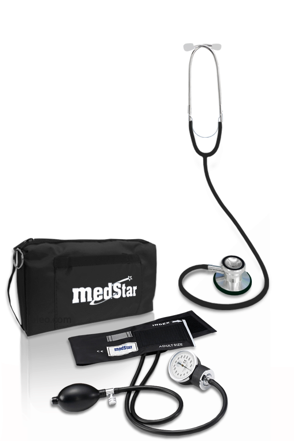 Baumanómetro Aneroide Kit con Estetoscopio de Doble Campana Color Negro