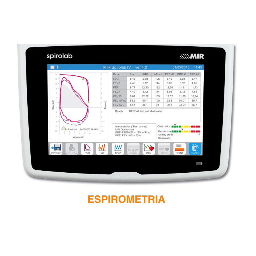 Espirómetro de mesa con pantalla a color con  impresora Mod. Spirolab