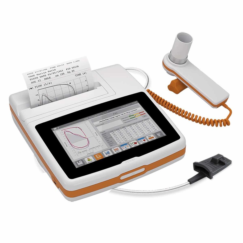 Espirómetro de mesa con pantalla a color con  impresora y oximetro Mod. Spirolab