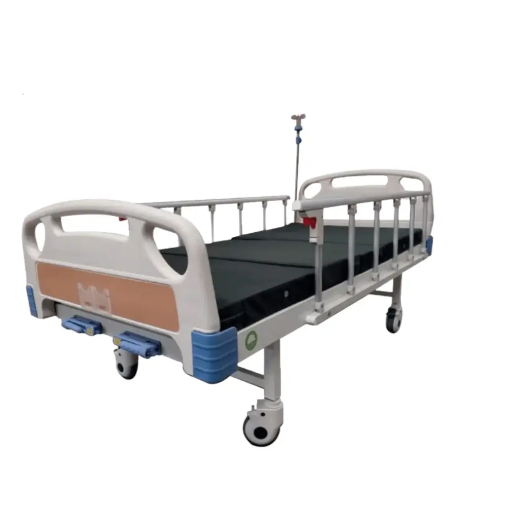 Cama para hospital manual de lujo con colchón y mesa