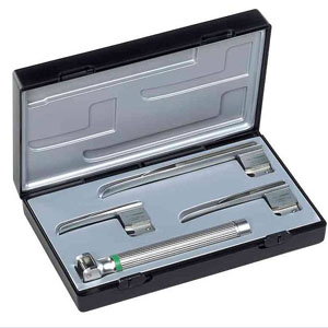 Juego de Laringoscopio ri-modul Miller baby XL 2,5 V, mango pilas tipo AA, palas no. 0, 1, 2