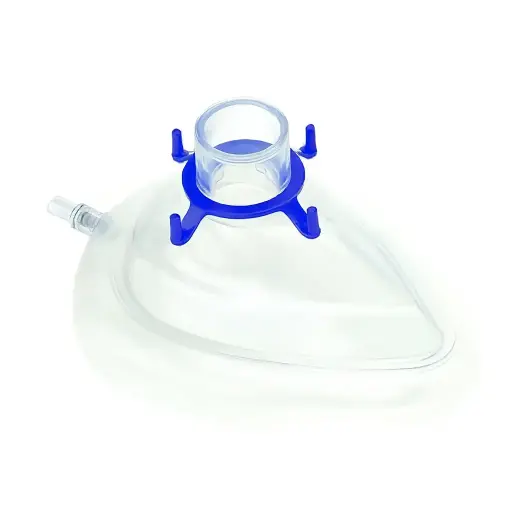 Mascarilla Facial Adulto Grande con Cojín de Aire y Válvula (Azúl) Mod. Sure Seal caja c/10pz
