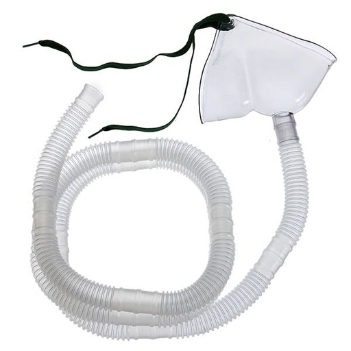 [HUD-1388] Mascarilla tienda facial adulto con tubo corrugado de 1.83m paq. c/50 piezas