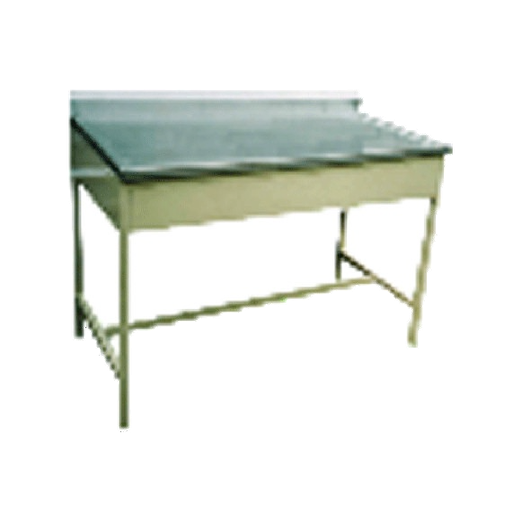 Mesa alta de 120 cm con respaldo fabricado cubierta lamina de acero inoxidable