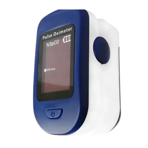 Oximetro de Dedo con Pantalla Oled Azul de 7 Segmentos Color Blanco