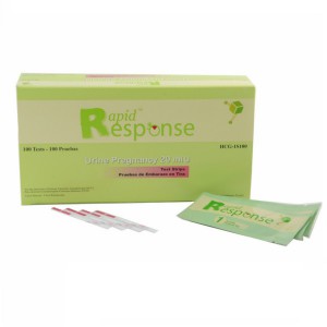 [RRS-HCG-1S100] Prueba de embarazo hCG tipo Combo (en tira) caja con 100 piezas