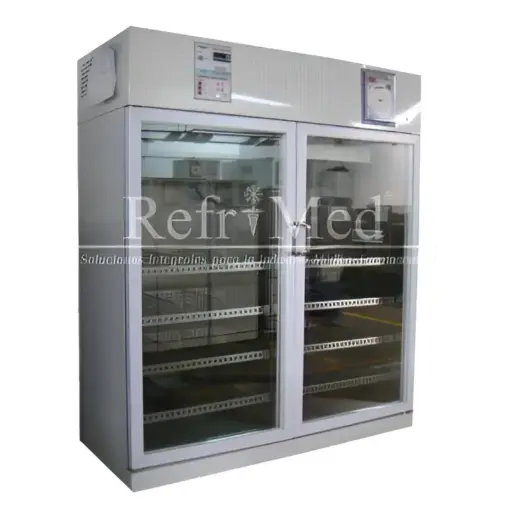 Refrigerador Vertical para Vacunas y Biologicos de 45 ft³ de Acero Inoxidable, 2 Puerta de Cristal Con Graficador