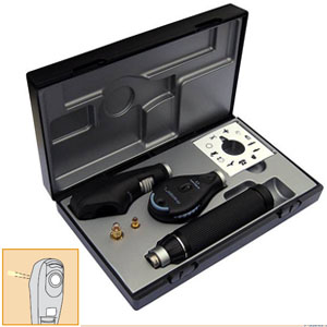 [RIS-3792] Retinoscopio de raya mango tipo C pilas desechables, luz Halogena 2.5, oftalmoscopio L2 luz xenon 3.5