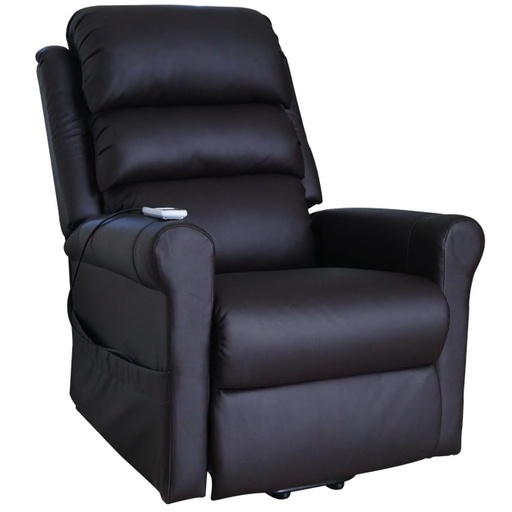 Sillón reclinable reposet con sistema de masaje y calor en Vinipiel color Chocolate