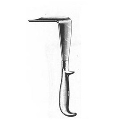 Valva vaginal Doyen 9" (22.9 cm) de longitud, con valva de 2-1/8" × 3" (5.4 × 7.6 cm).