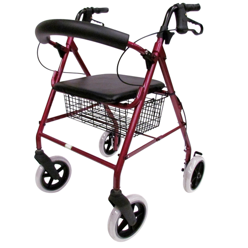 [EKM-ER100101C] Andadera Rollator Roja con Canastilla Llantas 8x1"
