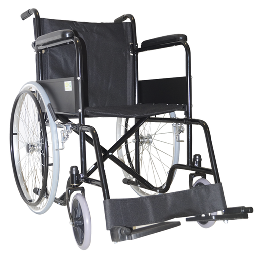 Silla de Ruedas 18" Fija Solida Negra