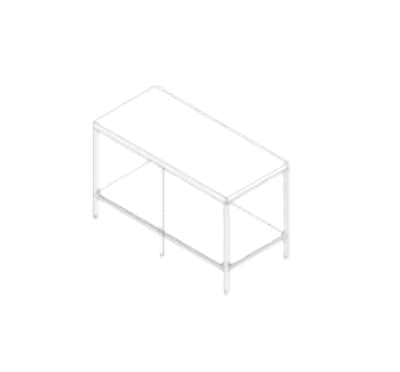 [HEL-517-609-1394] Mesa lisa de 120 cm con cubierta y entrepaños acero inoxidable 120x60x90 cm 