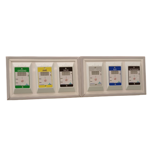 Alarma de 6 gases para sobreponer O₂, Aire Medicinal, Vacío, N₂O, NIT y CO₂