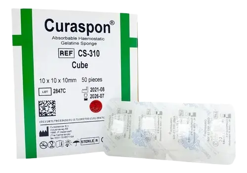 Esponja hemostática tipo cubo dental caja c/50