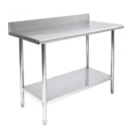 Mesa alta c/respaldo inoxidable 304 C16 y estructura inoxidable 201