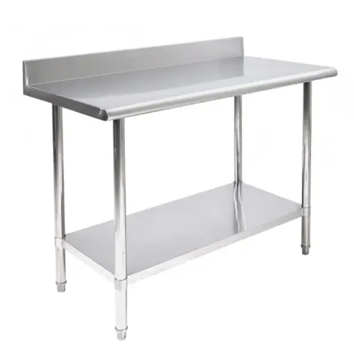 Mesa alta c/respaldo inoxidable 304 C16 y estructura inoxidable 201
