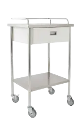 Mesa Pasteur Plus cubierta inoxidable 304 C20, estructura cromada con cajon esmaltado