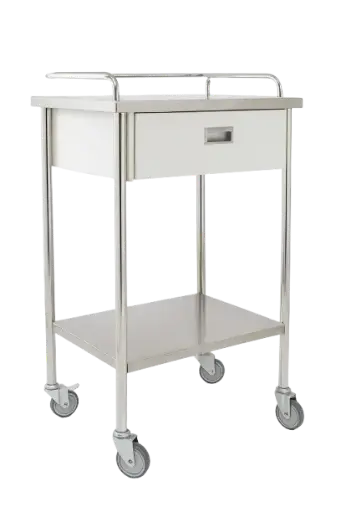 Mesa Pasteur Plus cubierta inoxidable 304 C20, estructura cromada con cajon esmaltado