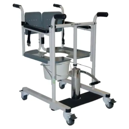 Silla de transferencia hidraúlica de acero soporta máximo 136 kg con mangos frente/atras