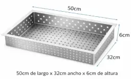 Charola perforada de acero inoxidable 50x32x6cm