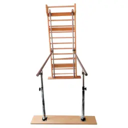 Barras paralelas plegables con barras suecas ancladas fabricadas de madera para fisioterapia