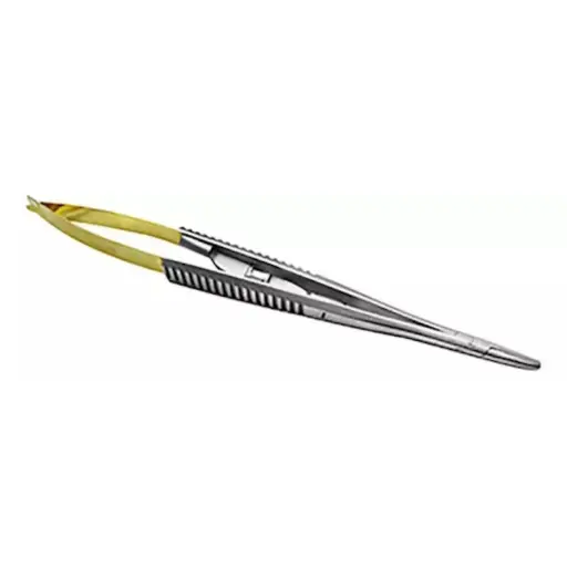Porta agujas castroviejo recto 13cm con insertos de carburo de tungsteno