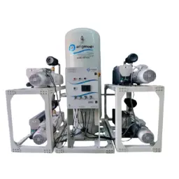 Sistema de vacio medico con bombas de aspas lubricadas con aceite tipo triplex