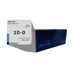 Sutura de nylon negro 10-0, 30cm doble aguja espatulada supraglyde