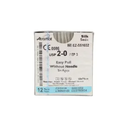 Sutura de seda negra 10x75cm sin aguja Easy Pull 12 sobres