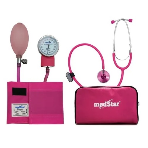 [MES-HS-50A-F-C3V1] Baumanómetro Aneroide con Estetoscopio de una Campana Color rosa