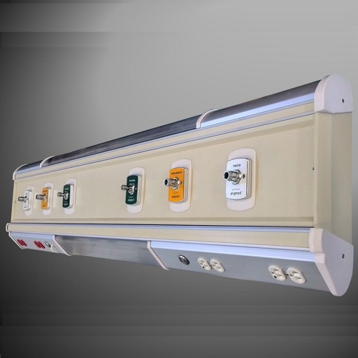 [AGM-COHOIIIA415003-000639] Cabecero para pacientes horizontal de 1.50 m 3 tomas+riel+iluminación Mod. Horizon III tipo puritan