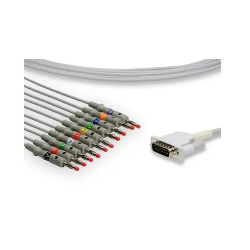 Cable de 10 puntas para ECG de 12 derivaciones conector tipo banana (ver compatibilidades)