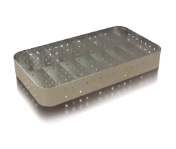 Canastilla para estibar vacunas y biologicos de acero inoxidable medidas 48x26x5 cm