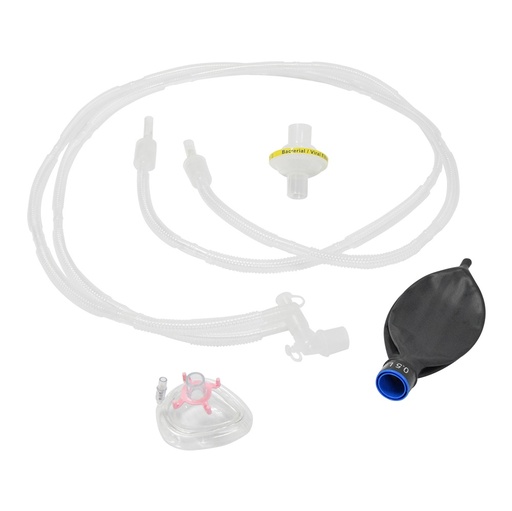 Circuito para anestesia neonatal con filtro, mascarilla y bolsa de .5 lt Paq. con 10 piezas