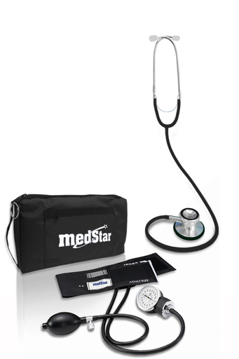 Baumanómetro Aneroide Kit con Estetoscopio de Doble Campana Color Negro