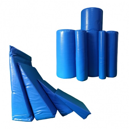 [MRH-SETCUNIASCILINDROS] Set de 4 cuñas terapeuticas y set de 5 rodillos terapeuticos