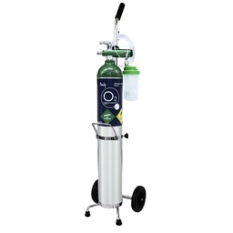Equipo de oxigeno Tipo E de 680 litros (sin oxigeno) con regulador, puntas nasales y carrito