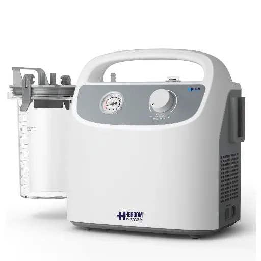 [HER-7E-B] Aspirador de flemas portátil de hasta 28 Litros por minuto con presión regulable y vaso recolector incluido.