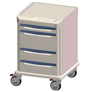 [MET-C-274620] Carro para medicamentos y/o material de curación con 4 cajones medidas 3", 6" y 9"