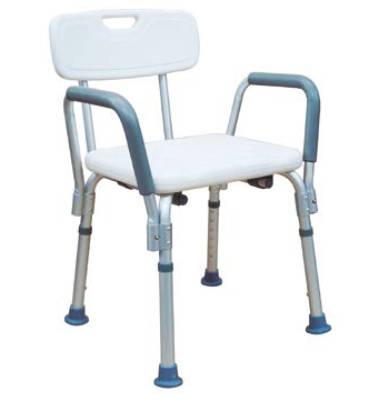 [EKM-ED500101C] Banco de ducha con descansa brazo y respaldo de aluminio de altura ajustable